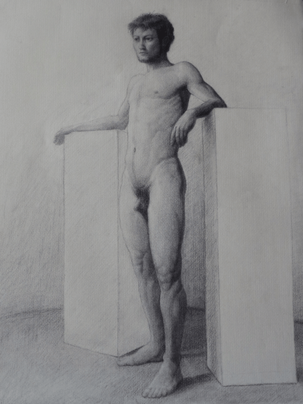 ACADEMY OF ART CANADA Student Academic 19th Century Styled Figure Drawing Study